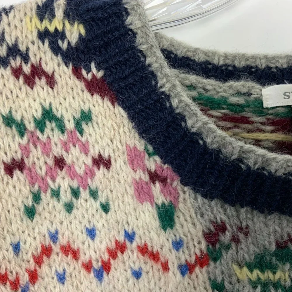 Vintage Susann D Fair Isle Wool Knit Winter Sweater Sz M - Picture 14 of 16
